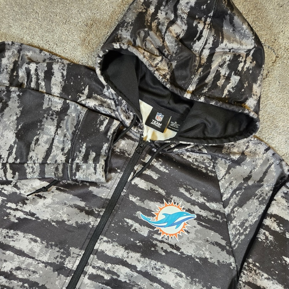 Zubaz NFL Sweatshirt Mens XL Miami Dolphins Elevated Hoodie Black Gray Space Dye